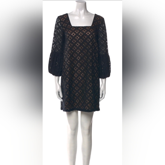 Anne Suit Anthropologie Black Patterned Long Sleeve Dress - Picture 3 of 7